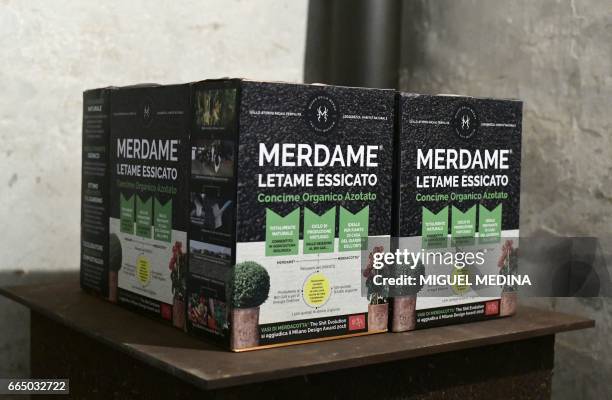 Picture shows green fertilizer "Merdame" produced in the farm of the Shit Museum at the Castelbosco castle of Gragnano Trebbiense, on march 28, 2017....