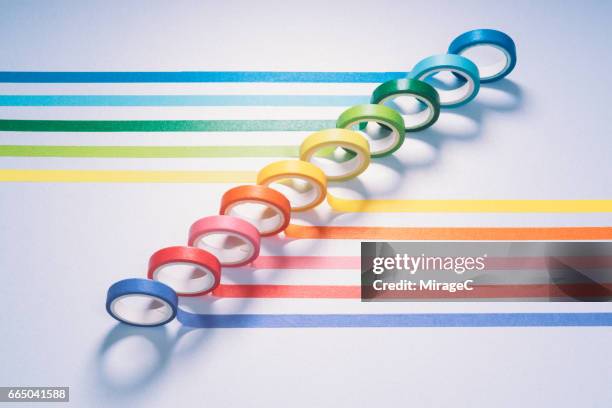 colorful adhesive tapes - colors of rainbow in order 個照片及圖片檔