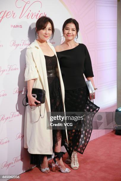 Actress Carina Lau and actress Cherie Chung attend Roger Vivier activity on April 5, 2017 in Hong Kong, China.