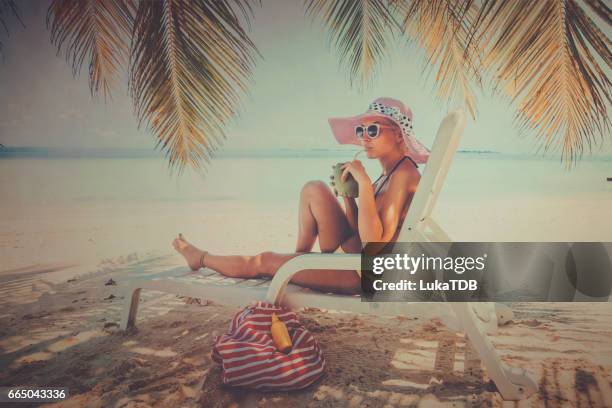 cute blonde girl on vacation, maldives - pink sunglasses stock pictures, royalty-free photos & images