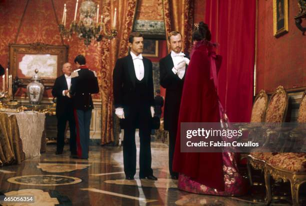 From left, Giancarlo Giannini, Claude Mann, and Jennifer O'Neill acting in the 1976 Italian movie L'Innocente , director Luchino Visconti's last...