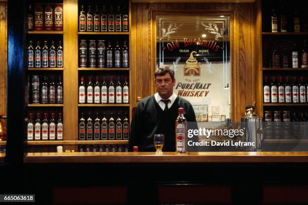 Bar at the Old Bushmill's Distillery, the world's oldest licensed distillery , with different vintages and bottles for sale. Images and captions...