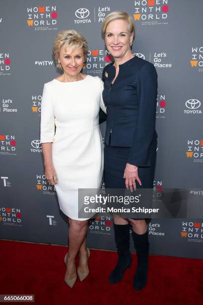 Tina Brown and President of the Planned Parenthood Federation of America Cecile Richards attend the 8th Annual Women In The World Summit at Lincoln...