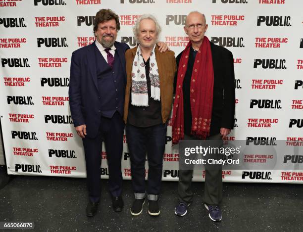 Public Theater Artistic Director Oskar Eustis, Director Sean Mathias and Playwright Martin Sherman attend the "Gently Down the Stream" opening night...