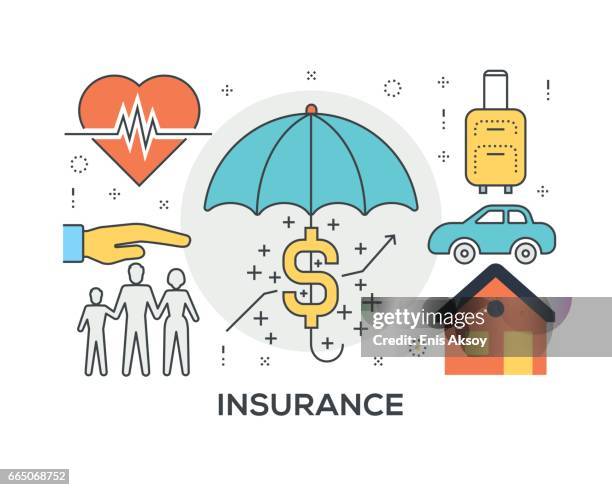 insurance concept with icons - safe travel stock illustrations