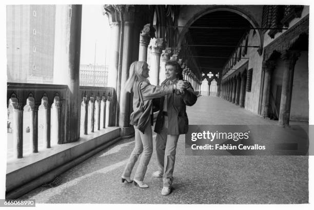 French Singer Michel Sardou and His Wife Babette in Venice