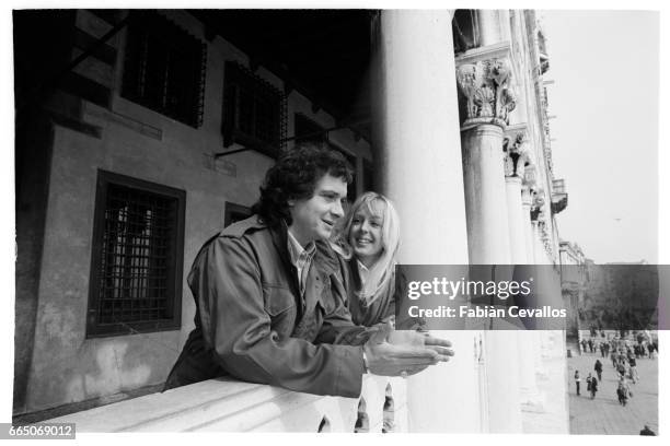 French Singer Michel Sardou and His Wife Babette in Venice