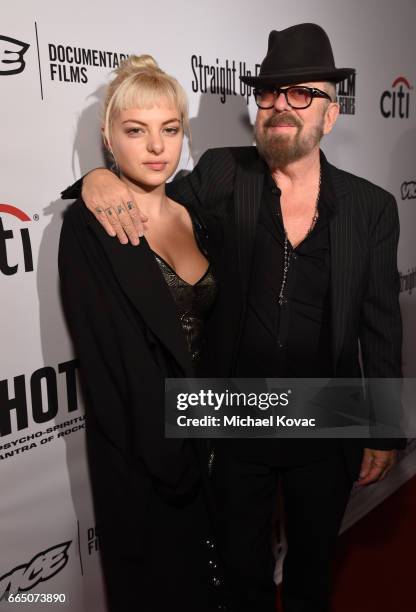 Singer Kaya Stewart and musician David A. Stewart attends the screening for "SHOT! The Psycho Spiritual Mantra of Rock" at The Grove presented by...