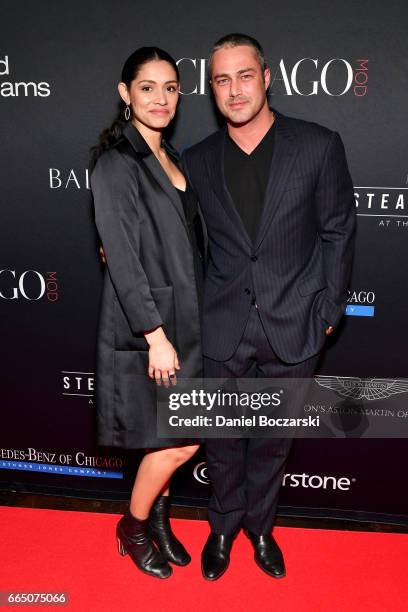 Miranda Rae Mayo and Taylor Kinney attend MOD Media Presents ChicagoMOD Magazine on April 5, 2017 in Chicago, Illinois.