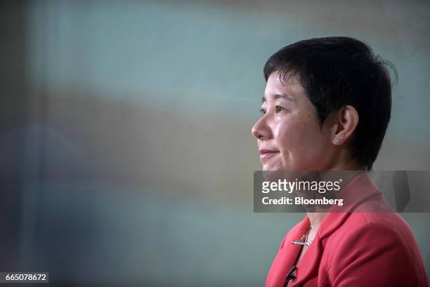Li Ting, chief executive officer of Yunfeng Financial Group Ltd., pauses during an interview in Hong Kong, China, on Thursday, April 6, 2017. Li...