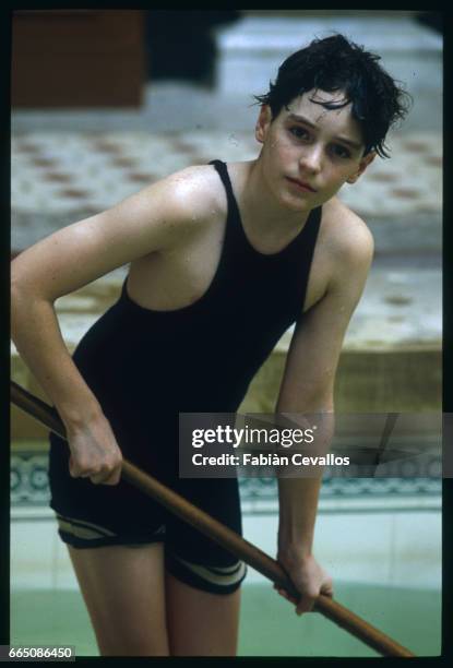 Young actor David Eberts poses for a portrait on the set of the 1988 movie Burning Secret, or Brennendes Geheimnis in German. Directed by British...