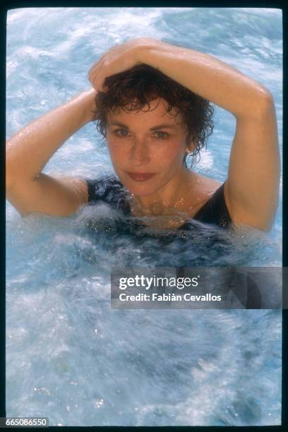 Marlene Jobert in a whirlpool at the Ken Club in Paris.