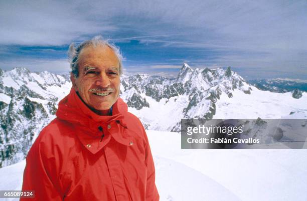 French Alpinist Maurice Herzog on a visit to Chamonix on the 40th Anniversary of his ascent of Annapurna | Location: Chamonix-Mount-Blanc, France.
