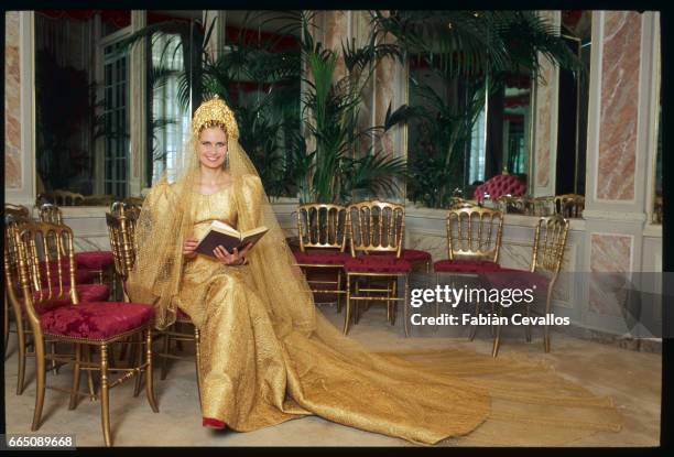 Russian Cellist Olga Rostropovich at Yves Saint Laurent for Her Wedding Dress