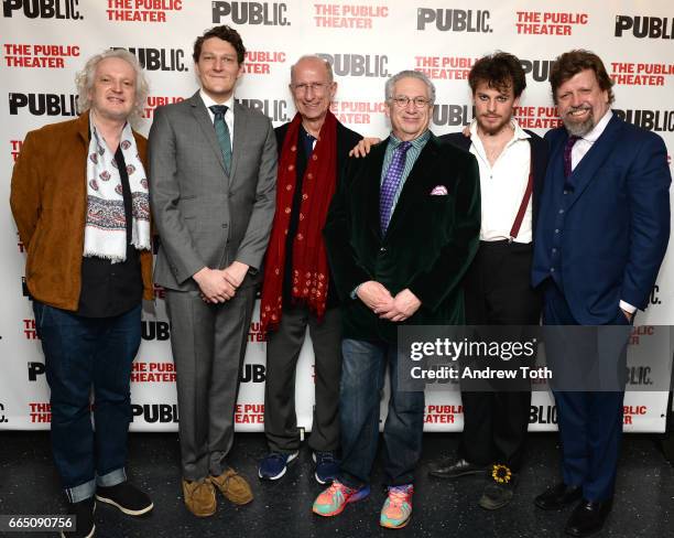 Sean Mathias, Gabriel Ebert, Martin Sherman, Harvey Fierstein, Christopher Sears and Oskar Eustis attend "Gently Down The Stream" opening night at...