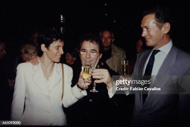 French singer and songwriter Claude Nougaro with Helene Nougaro married at the City Hall by the mayor of Toulouse Dominique Baudis .