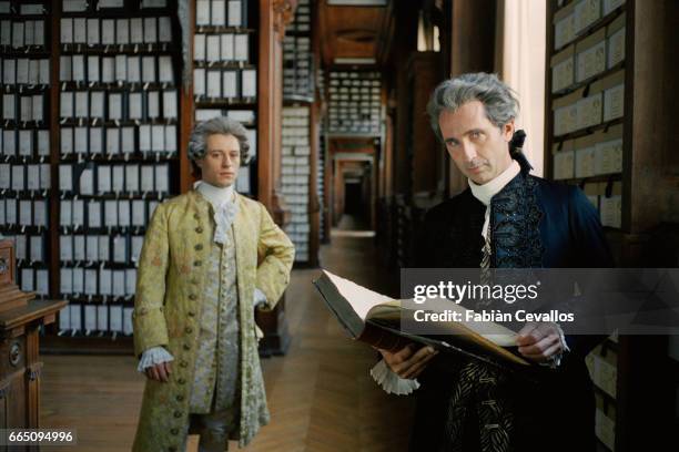 French actor Thierry Lhermitte and Italian actor Stefano Accorsi star in TV film "Le jeune Casanova" , directed by Giacomo Battiato.