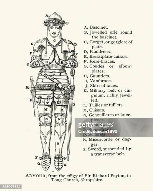 armour of a medieval knight - effigy stock illustrations