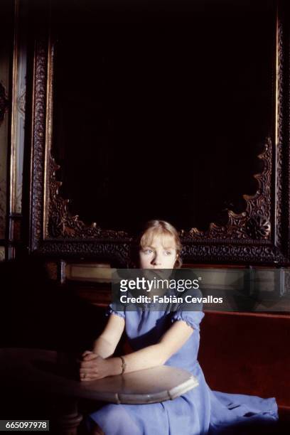 French actress Isabelle Huppert on the set of Les Ailes de la Colombe, based on "The Wings of the Dove" by Henry James, and directed by Benoît...