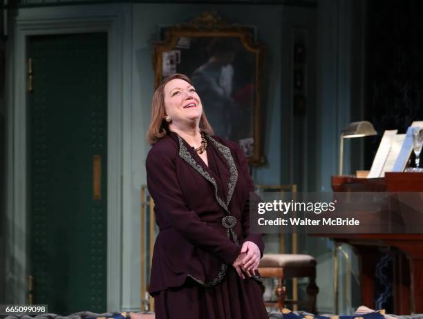 Kristine Nielsen during Broadway opening night curtain call for 'Present Laughter' at the St. James Theatre on April 5, 2017 in New York City.