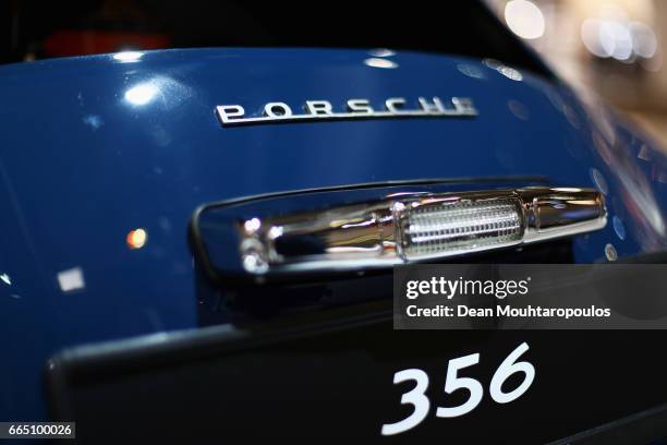 Detailed view of the 1952 Porsche 356 Pre A during the The 29th Techno-Classica Essen run by SIHA Salons Automobiles and held at Messe Essen on April...
