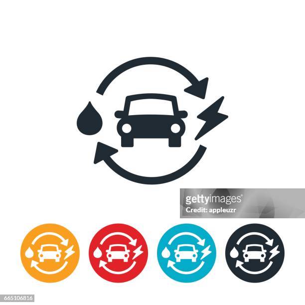 hybrid car icon - hybrid vehicle stock illustrations