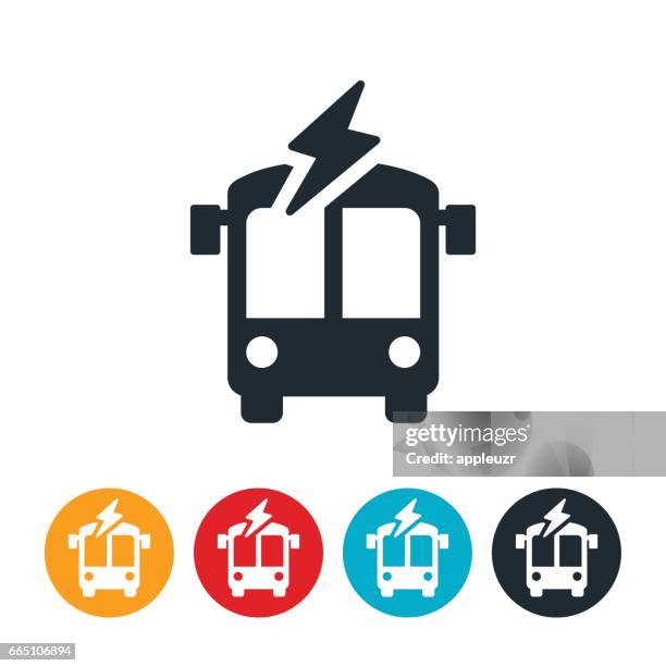 electric bus icon - electric bus stock illustrations