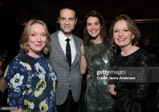 Kristine Nielsen, Jordan Roth, Cobie Smulders and Kate Burton attend "Present Laughter" opening night party at Gotham Hall on April 5, 2017 in New...