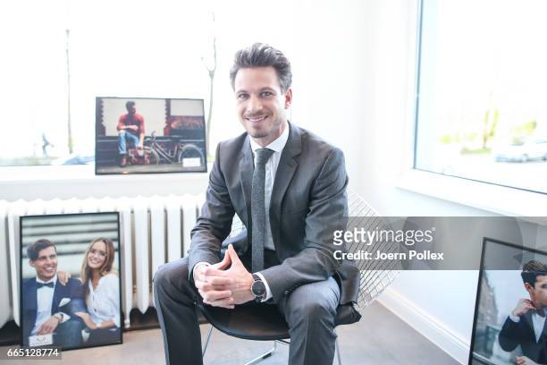 Bachelor Sebastian Pannek poses during a Photo Call of the Fashion Label "die Herren Edel" on April 6, 2017 in Hamburg, Germany. Sebastian Pannek has...