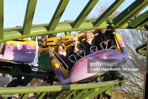 Year-old Jack Reynolds rides the Twistersaurus rollercoaster to raise money for the Derbyshire, Leicestershire and Rutland Air Ambulance fund with...