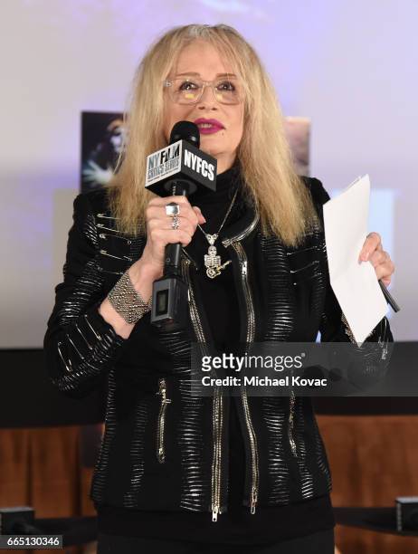 Director Penelope Spheeris speaks onstage at the screening for "SHOT! The Psycho Spiritual Mantra of Rock" at The Grove presented by CITI on April 5,...