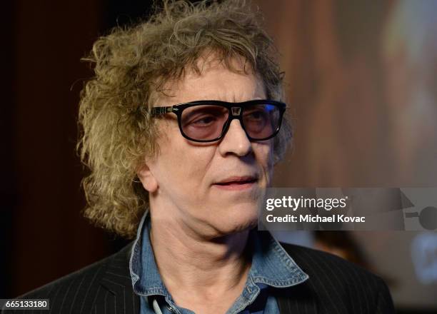 Photographer Mick Rock speaks onstage at the screening for "SHOT! The Psycho Spiritual Mantra of Rock" at The Grove presented by CITI on April 5,...