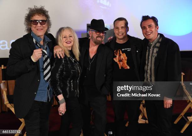 Photographer Mick Rock, director Penelope Spheeris, musician David A. Stewart, Shepard Fairey and director Barnaby Clay onstage at the screening for...