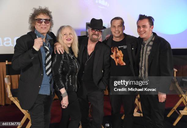 Photographer Mick Rock, director Penelope Spheeris, musician David A. Stewart, Shepard Fairey and director Barnaby Clay onstage at the screening for...