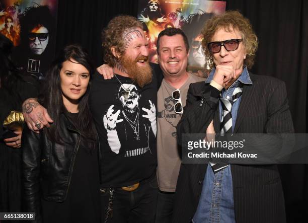 Musician Brent Hinds of Mastodon and Mick Rock attend the screening for "SHOT! The Psycho Spiritual Mantra of Rock" at The Grove presented by CITI on...