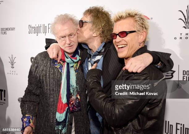Photographer Mick Rock and musician Billy Idol attend the screening for "SHOT! The Psycho Spiritual Mantra of Rock" at The Grove presented by CITI on...