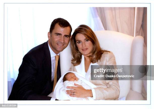 Prince Felipe, Princess Letizia and their daughter Leonor. | Location: Madrid, Spain.