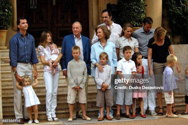 Spanish Royal Family poses for a family photo at the Marivent Palace, in Palma de Mallorca.