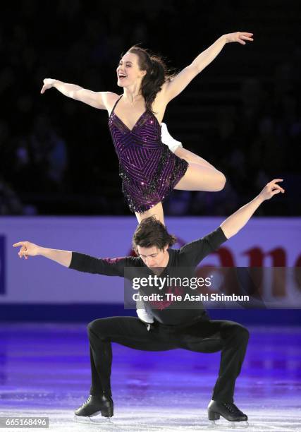 Tessa Virtue and Scott Moir of Canada perform in the gala exhibition during day five of the World Figure Skating Championships at Hartwall Arena on...