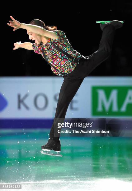 Jason Brown of the United States performs in the gala exhibition during day five of the World Figure Skating Championships at Hartwall Arena on April...
