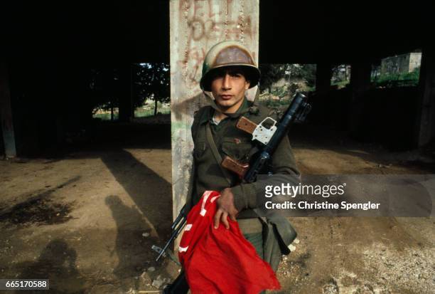 Young fighter of the Popular Front for the Liberation of Palestine , in Nabatiye.
