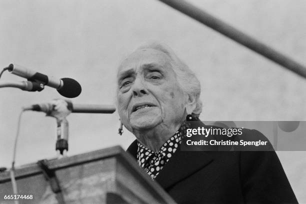 Spanish Republican leader of the Spanish Civil War and Communist politician of Basque origin Dolores Ibarruri, known as "La Pasionaria", attends a...