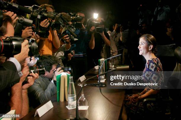 Ingrid Betancourt at the Madrid's presentation of the book "The Green Hell" of Luis Eladio Perez and Dario Arizmendi. | Location: Madrid, Spain.