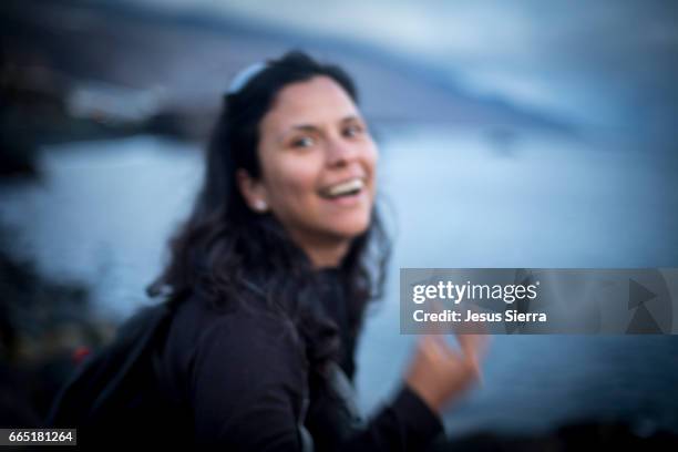 girl laughing, puerto naos, la palma. - puerto naos stock pictures, royalty-free photos & images
