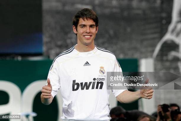 Former AC Milan player Kaka is introduced to the Real Madrid fans in Madrid, Spain. | Location: Madrid, Spain.