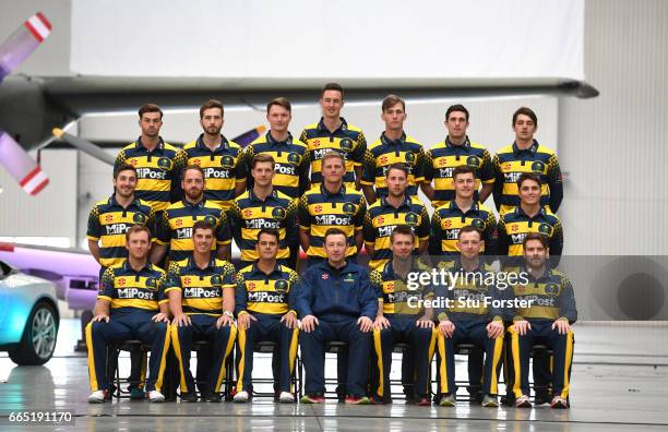 The Glamorgan Cricket squad pose in their One Day kit at the photocall ahead of the 2017 season at Aston Martin on April 6, 2017 in St Athan, Wales.