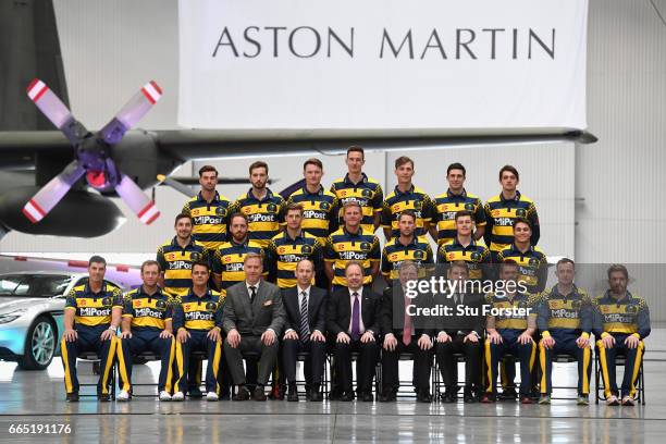 The Glamorgan Cricket squad pose in their One Day kit at the photocall ahead of the 2017 season at Aston Martin on April 6, 2017 in St Athan, Wales.