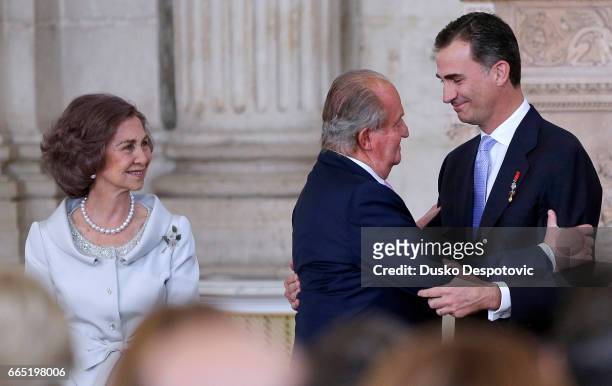 The Spanish Royal Family attending the very moment of King Juan Carlos abdication in favor to his son Prince Felipe.