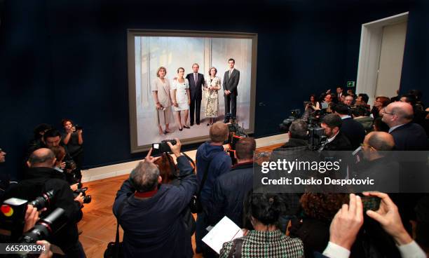 King Juan Carlos of Spain and Queen Sofia, on their first official apparition together after abdication, attended the inauguration of the exhibition...