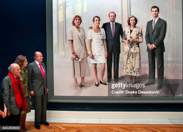 King Juan Carlos of Spain and Queen Sofia, on their first official apparition together after abdication, attended the inauguration of the exhibition...